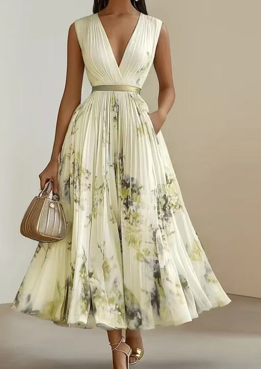Nadia - Blomstret plisseret midikjole