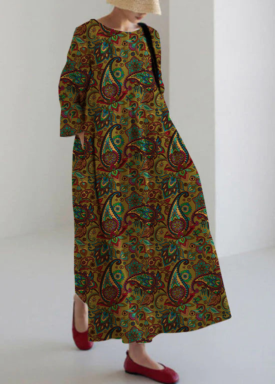 Olive - Luftig patchworkkjole