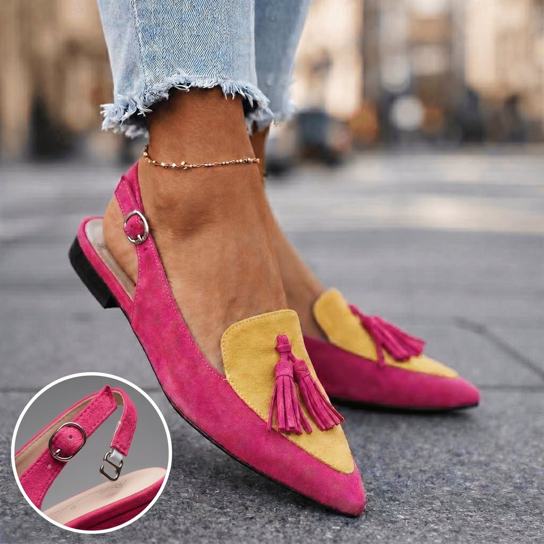 Margot - Bløde slingback-sandaler med kvastdetaljer