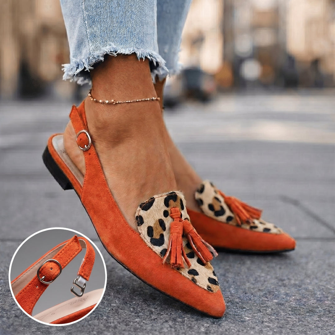 Margot - Bløde slingback-sandaler med kvastdetaljer