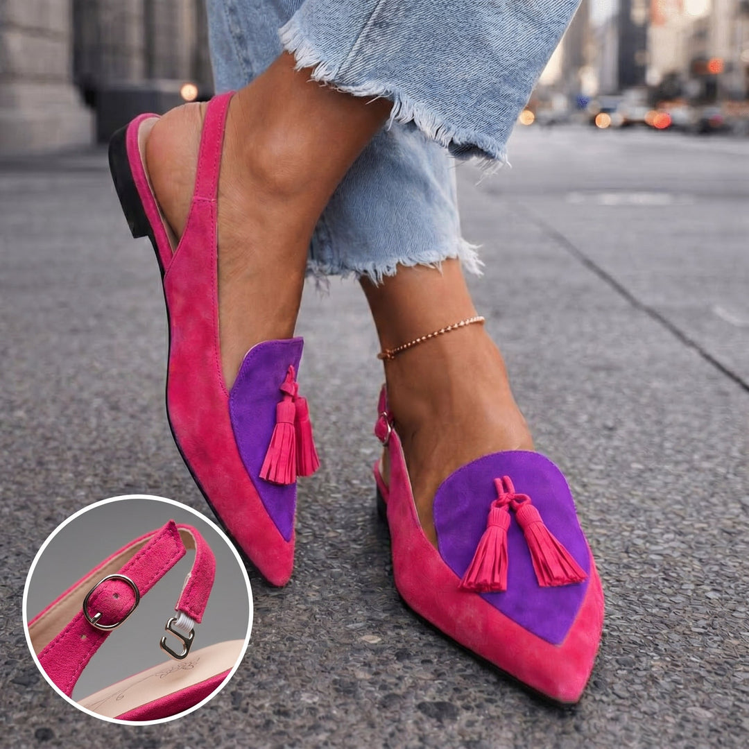Margot - Bløde slingback-sandaler med kvastdetaljer