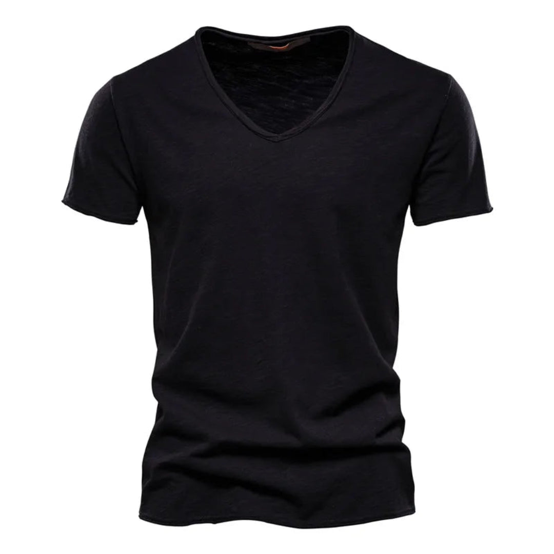 Jackson - Blød slub T-shirt med V-hals