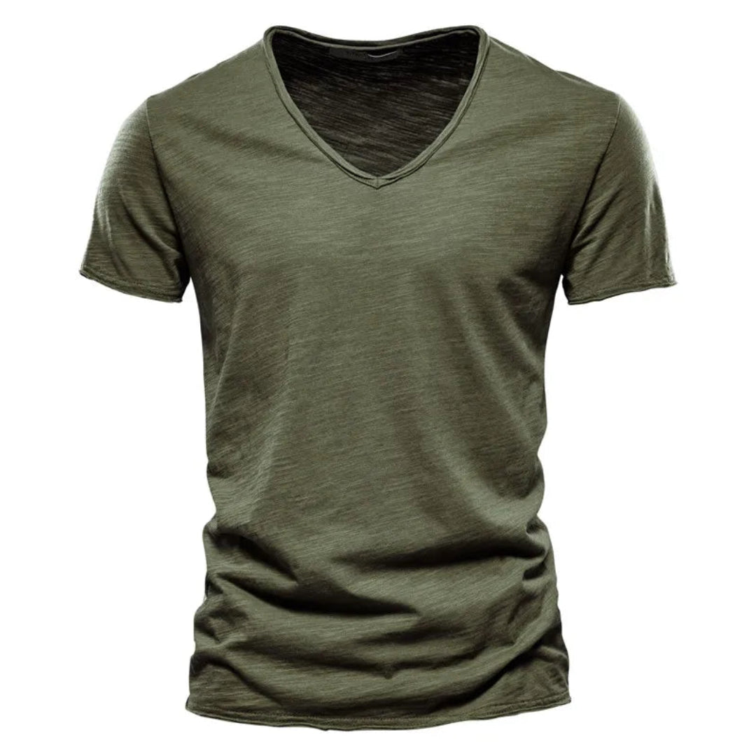 Jackson - Blød slub T-shirt med V-hals
