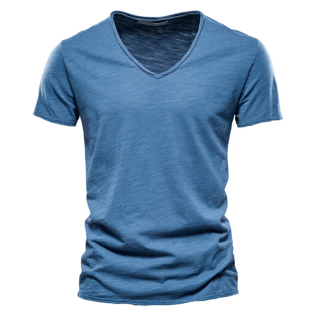 Jackson - Blød slub T-shirt med V-hals