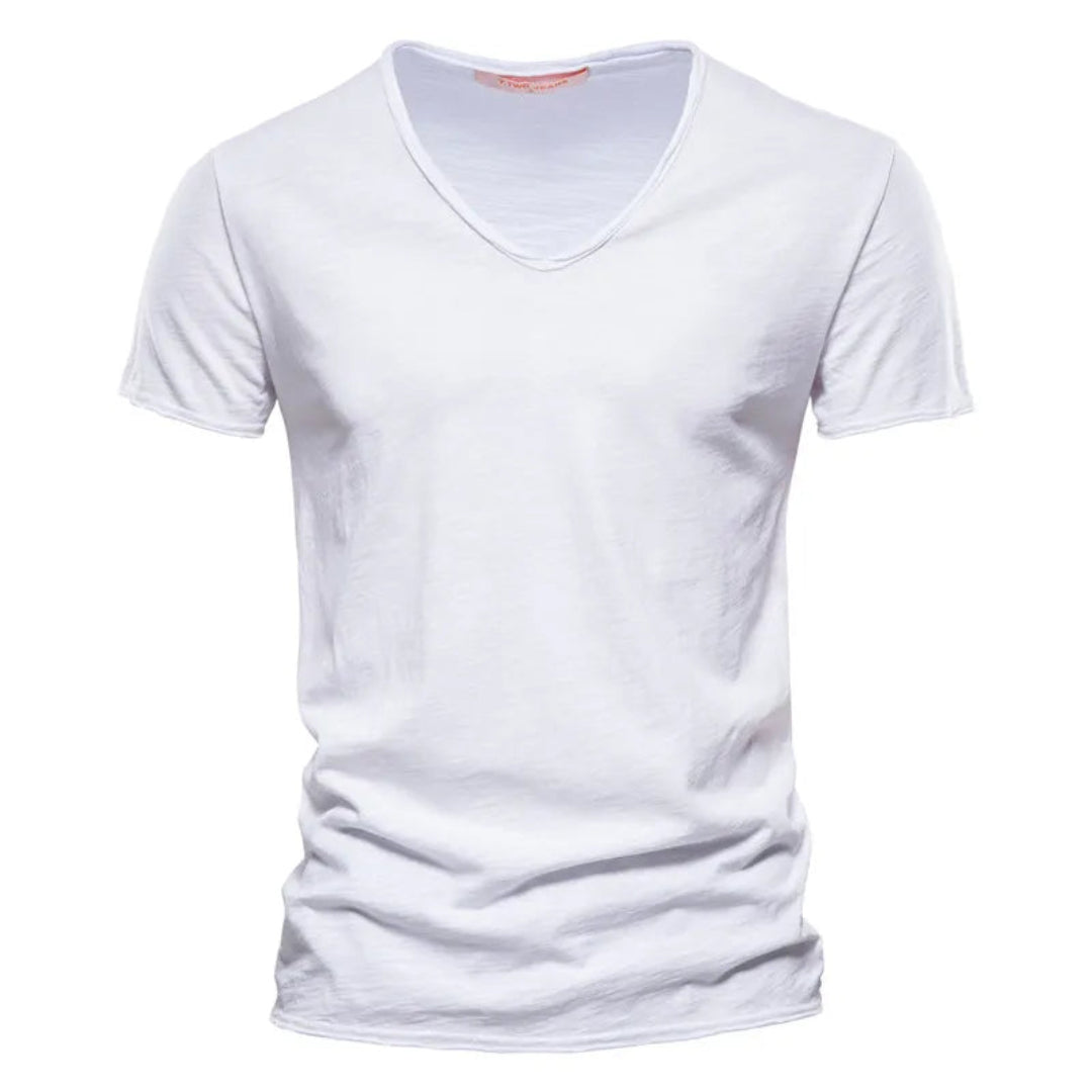 Jackson - Blød slub T-shirt med V-hals