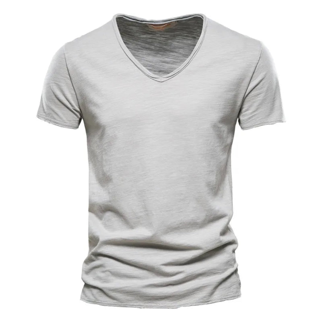 Jackson - Blød slub T-shirt med V-hals