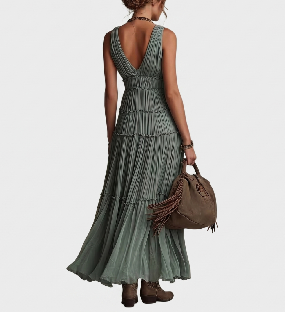 Alexa - ultrablød boho maxikjole