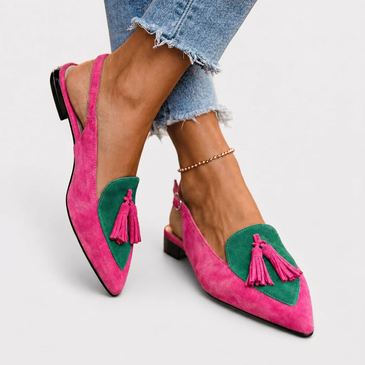 Margot - Bløde slingback-sandaler med kvastdetaljer