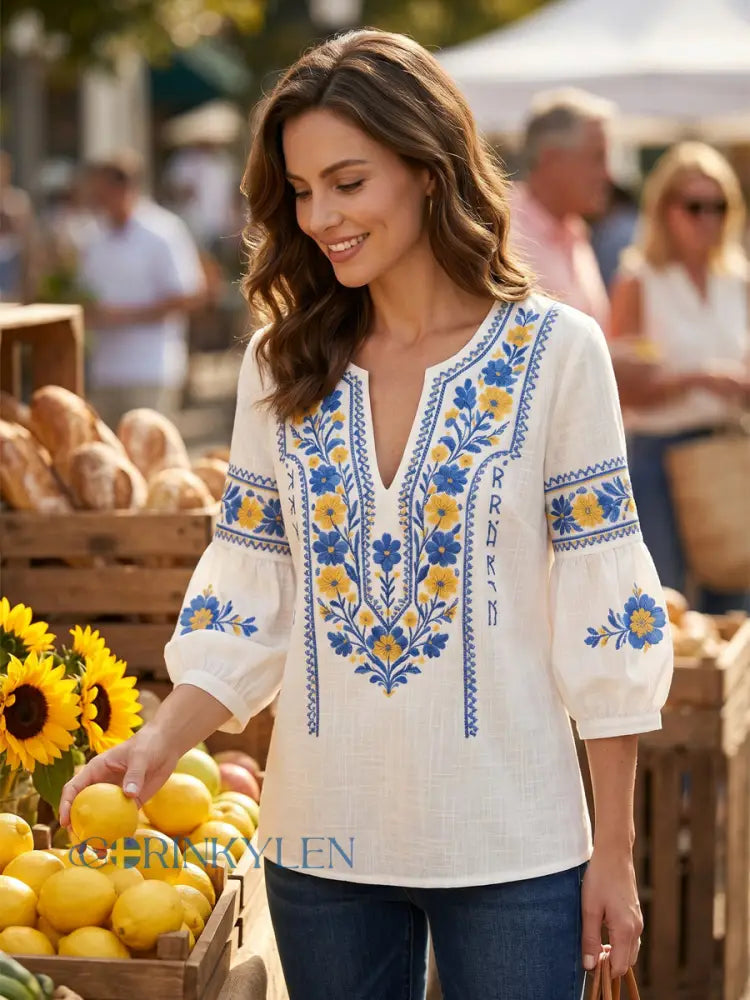 Everly - Blomstret Bluse med Blød Berøring