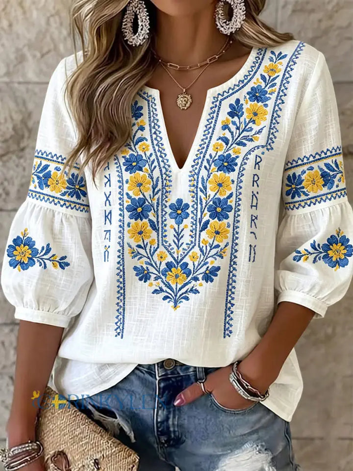 Everly - Blomstret Bluse med Blød Berøring