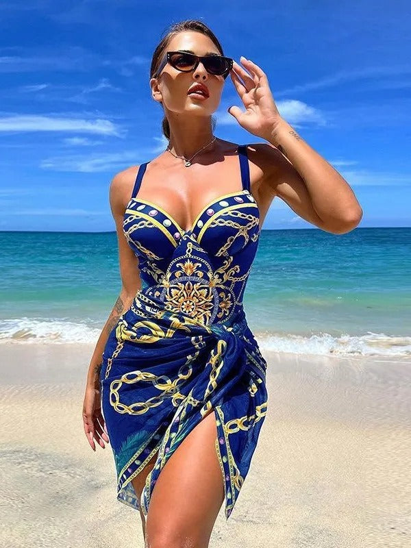 Diana - Sæt med formende push-up en-delt badedragt og strandtunika