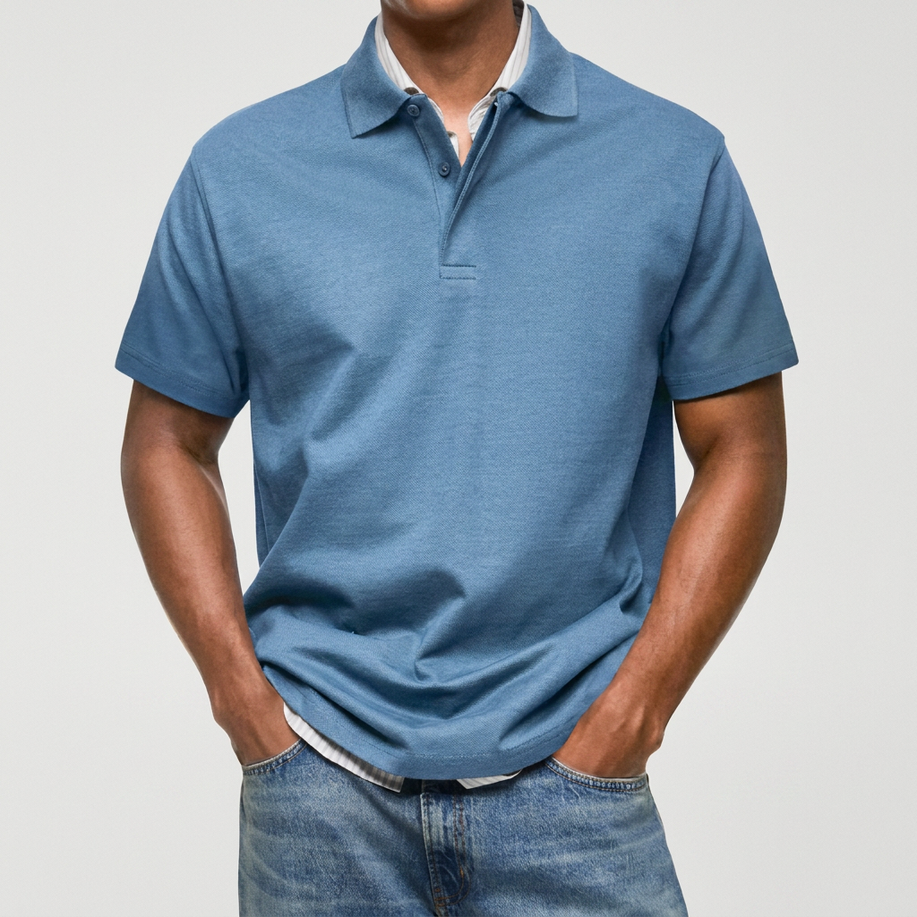 Stewart - Tekstureret strikket poloshirt