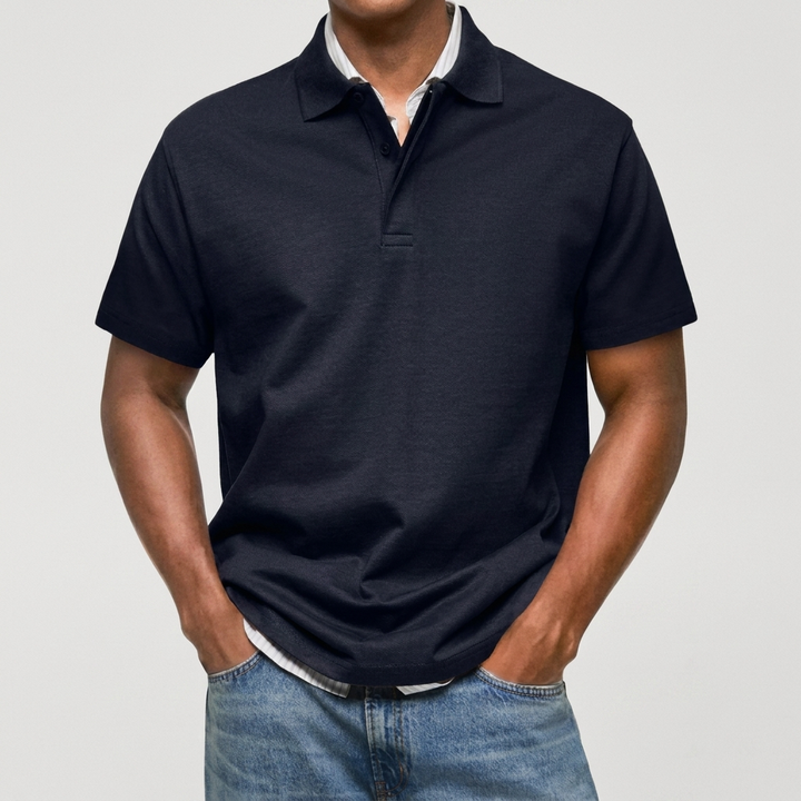 Stewart - Tekstureret strikket poloshirt