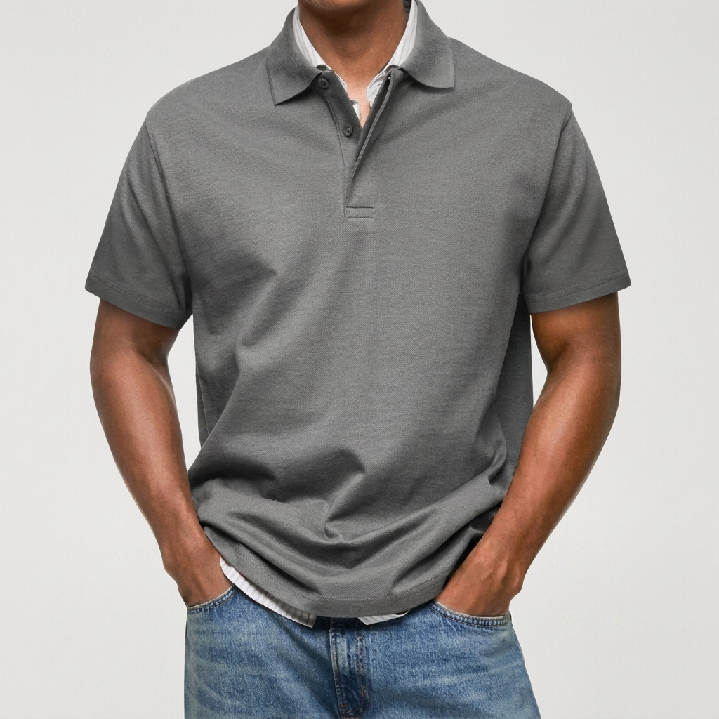 Stewart - Tekstureret strikket poloshirt