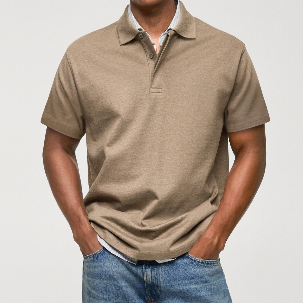 Stewart - Tekstureret strikket poloshirt