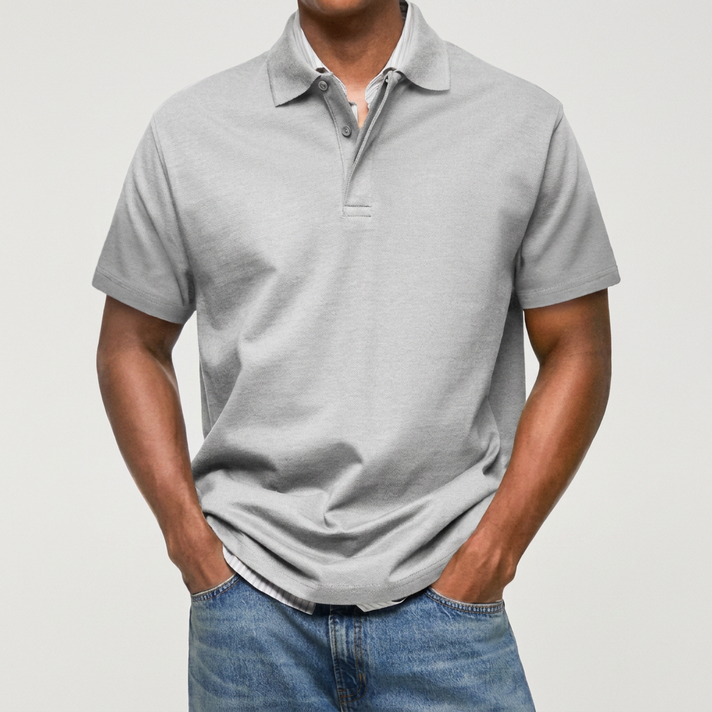 Stewart - Tekstureret strikket poloshirt