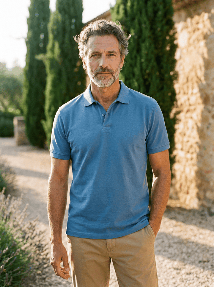 Stewart - Tekstureret strikket poloshirt