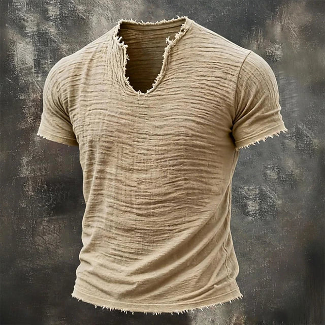 Jarrett - Struktureret T-shirt med V-hals