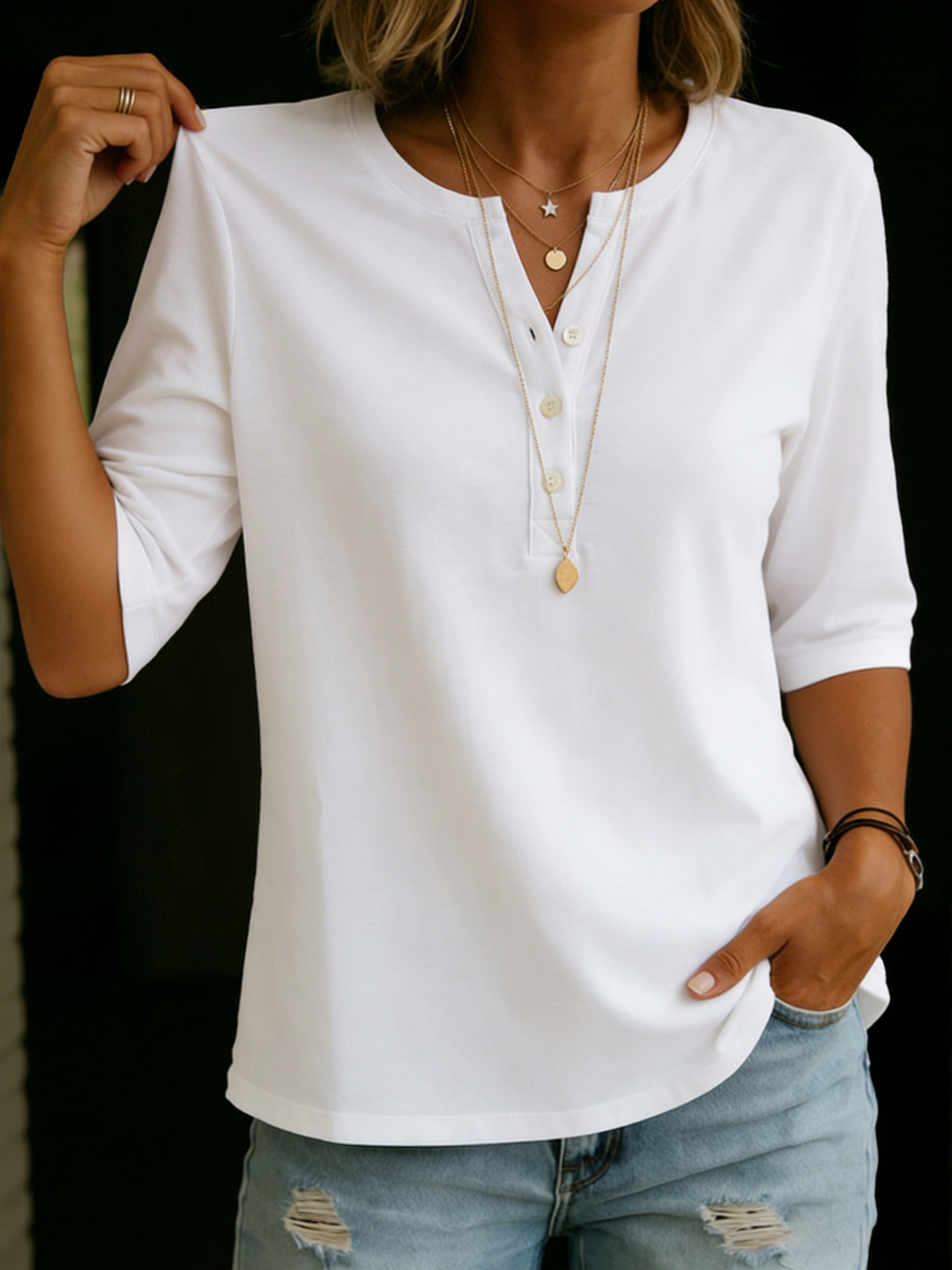 Brianna - Bluse med knapdetaljer