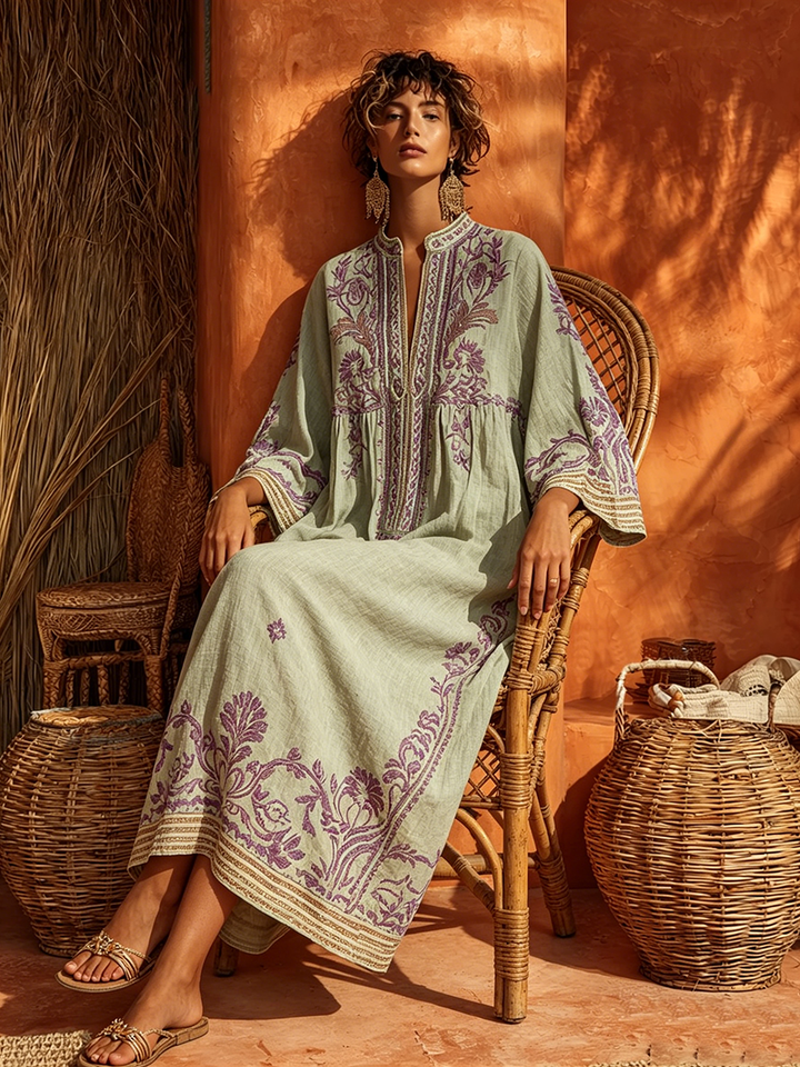 Nicole - Soft touch blomstret maxikjole