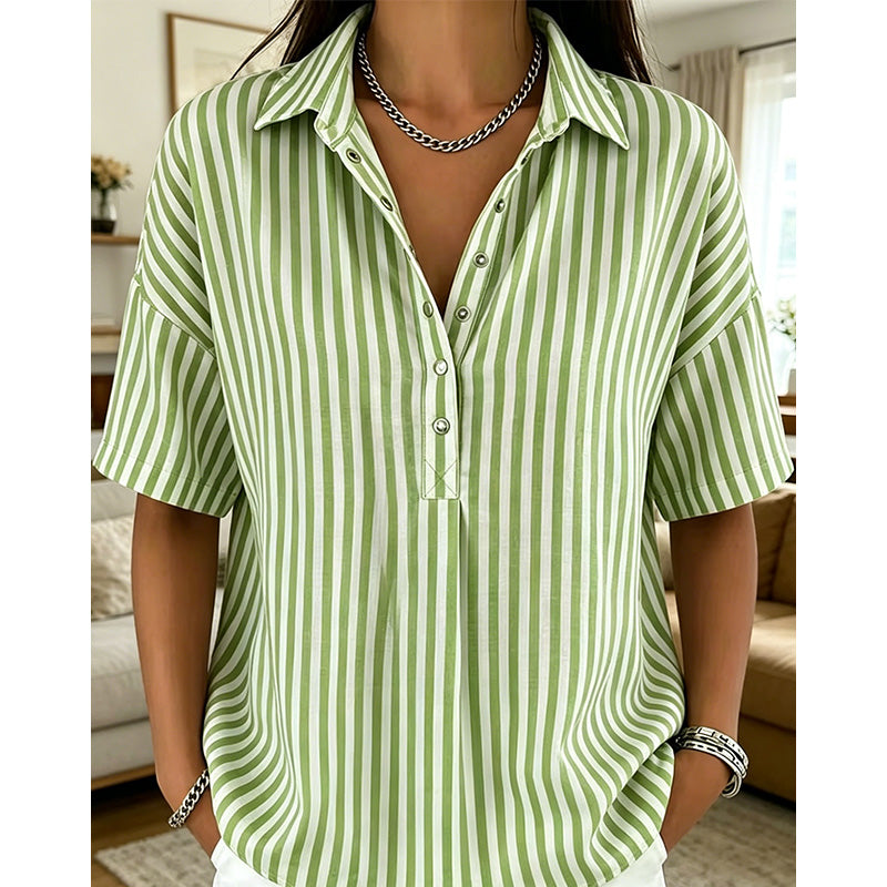 Alicia - Blød stribet V-halset top
