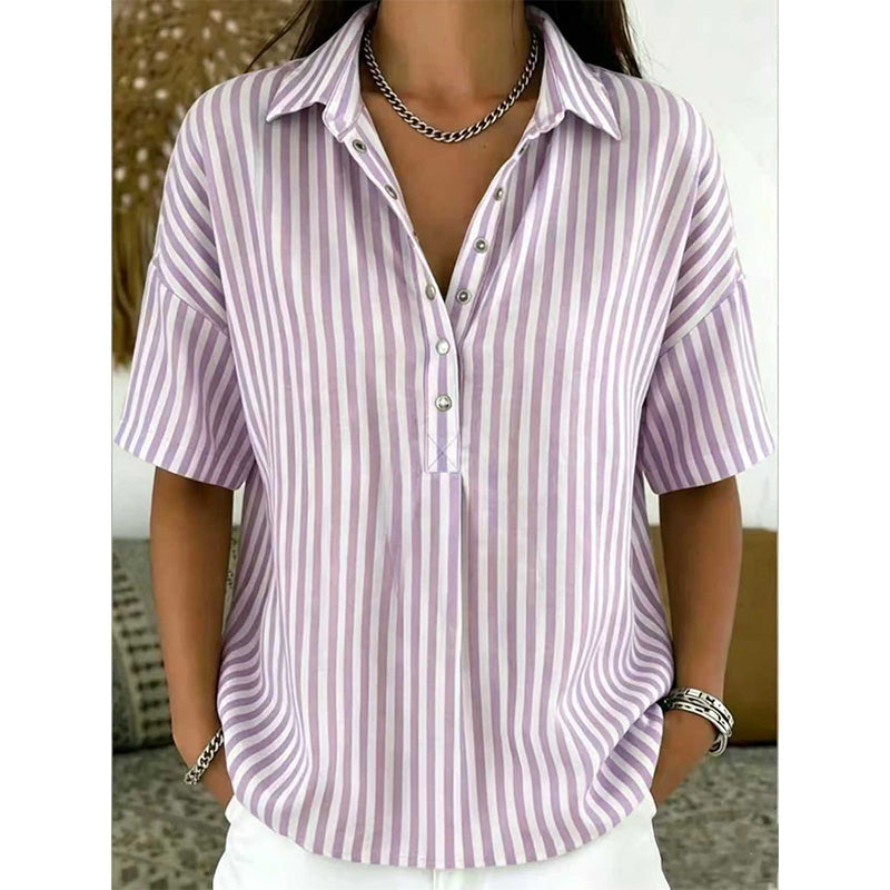 Alicia - Blød stribet V-halset top