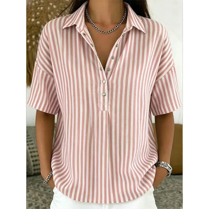 Alicia - Blød stribet V-halset top