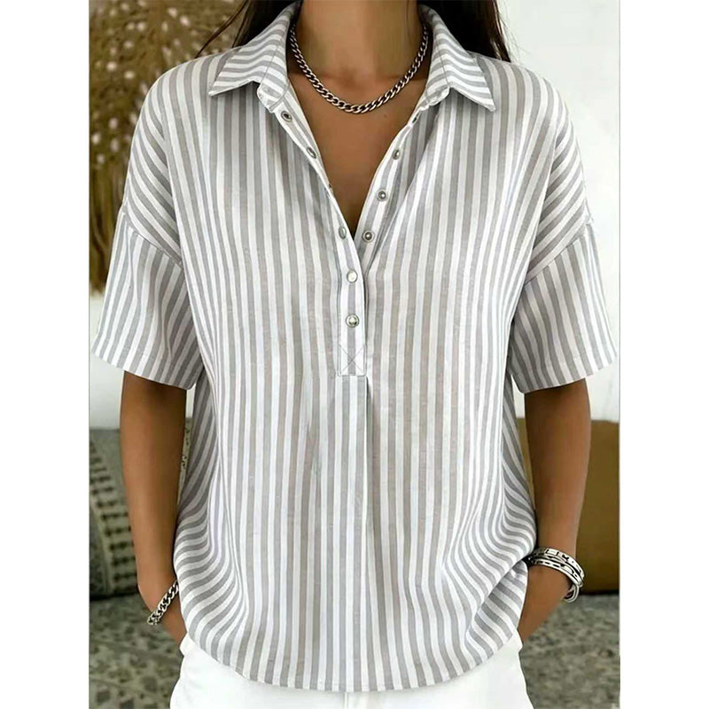 Alicia - Blød stribet V-halset top