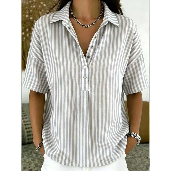 Alicia - Blød stribet V-halset top