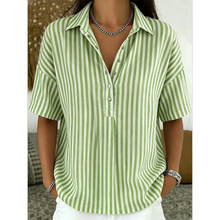 Alicia - Blød stribet V-halset top