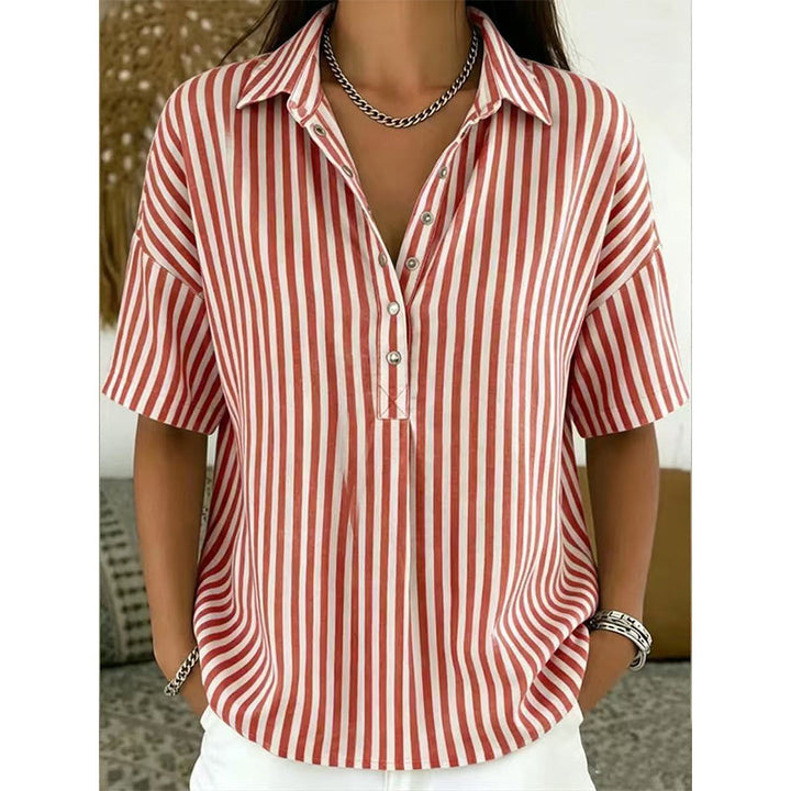 Alicia - Blød stribet V-halset top