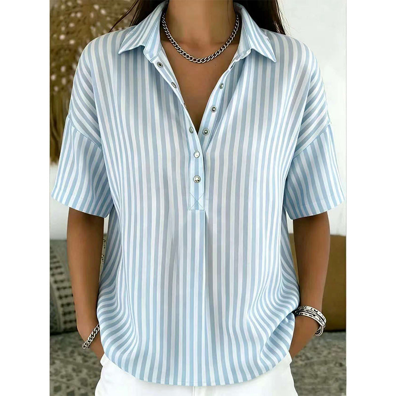 Alicia - Blød stribet V-halset top