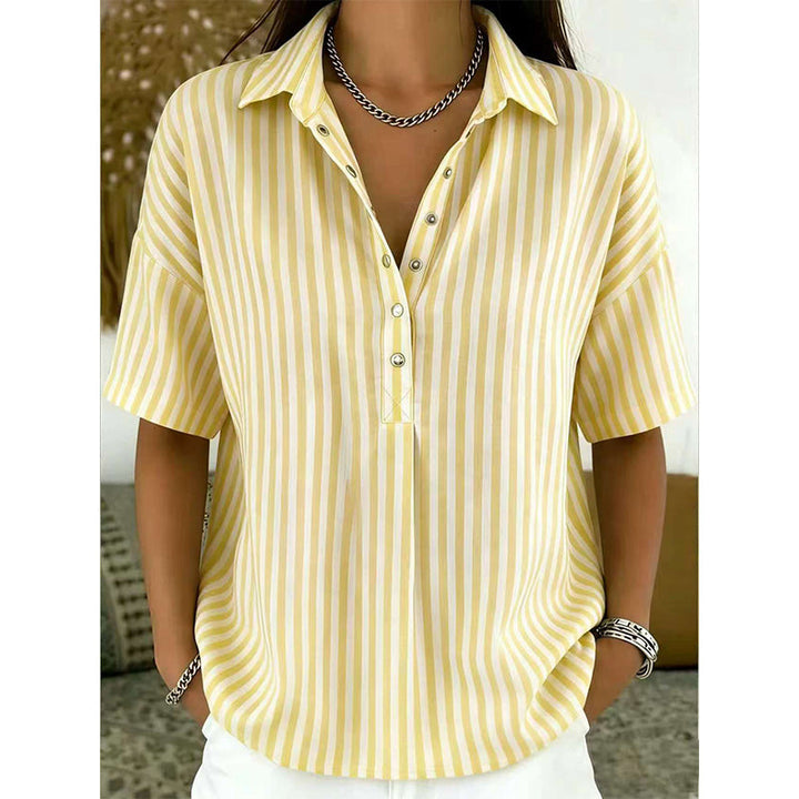 Alicia - Blød stribet V-halset top